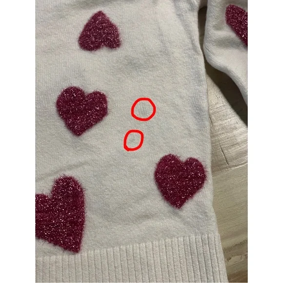 NWT Shimmer Heart Boatneck Sweater White & Pink Size XS - Picture 6 of 6